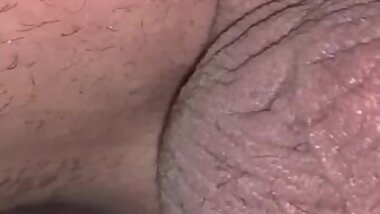 Wife takes BullТs condom off for Creampie while her butt is plugged